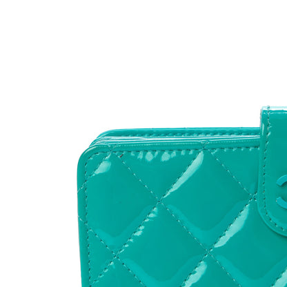 Chanel Patent Quilted Zip Pocket Wallet Turquoise 10 of 28