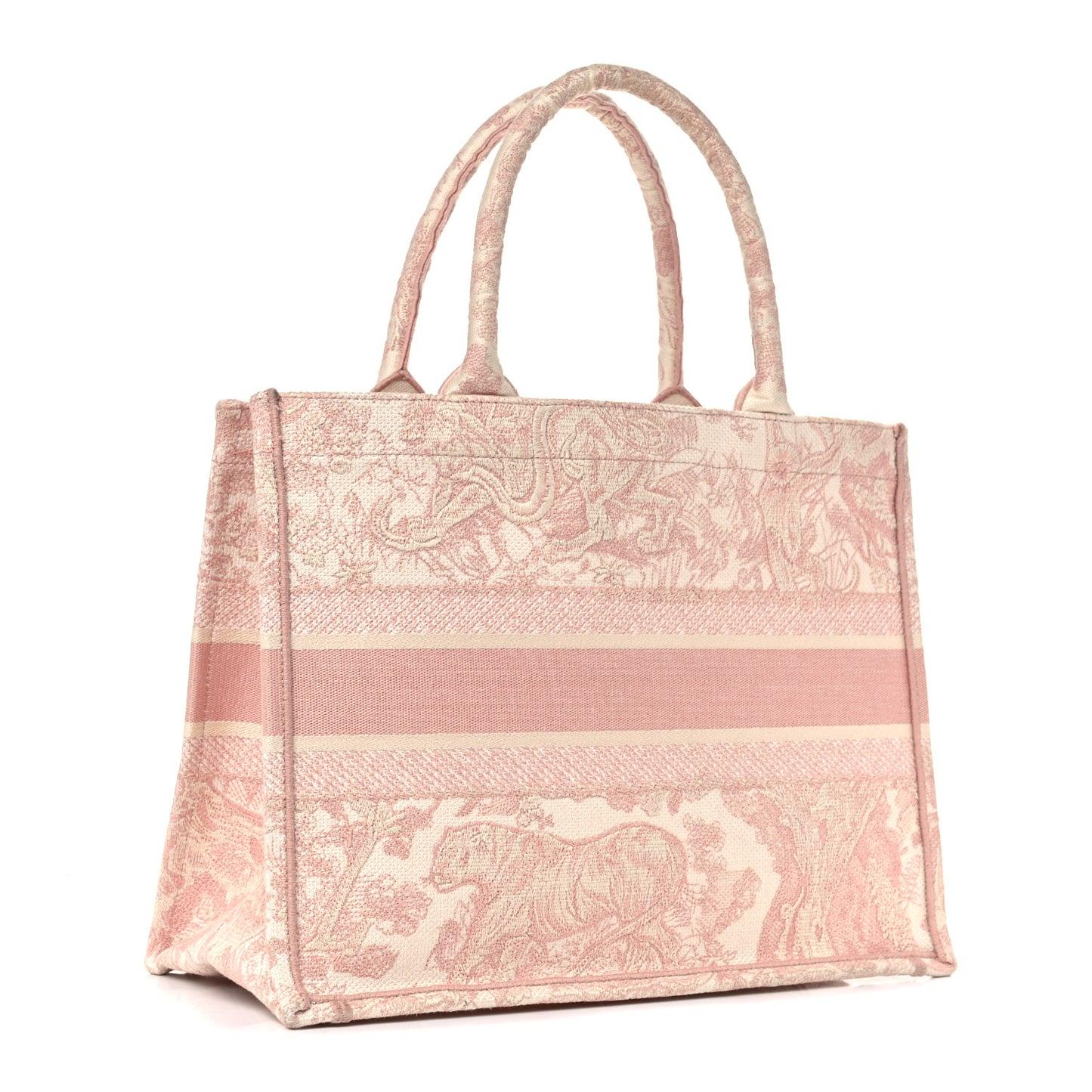 Canvas Embroidered Medium Dioriviera Toile De Jouy Book Tote Rose