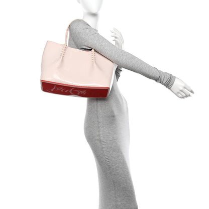 Christian Louboutin Patent Snakeskin Embossed Spiked Cabarock Shopper Tote Leche 2 of 13