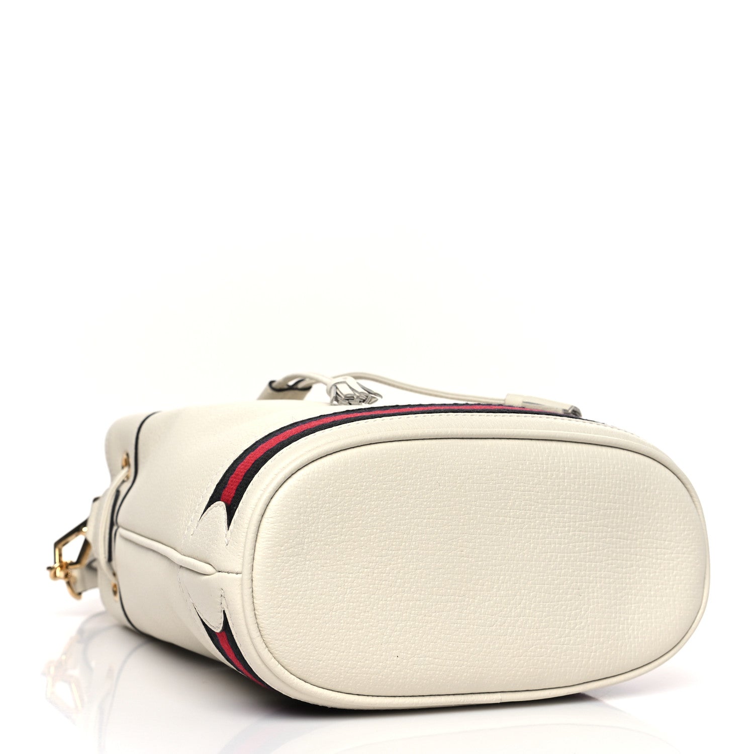 Gucci Glazed Textured Calfskin Web Small Ophidia Bucket Bag Mystic White 4 of 9