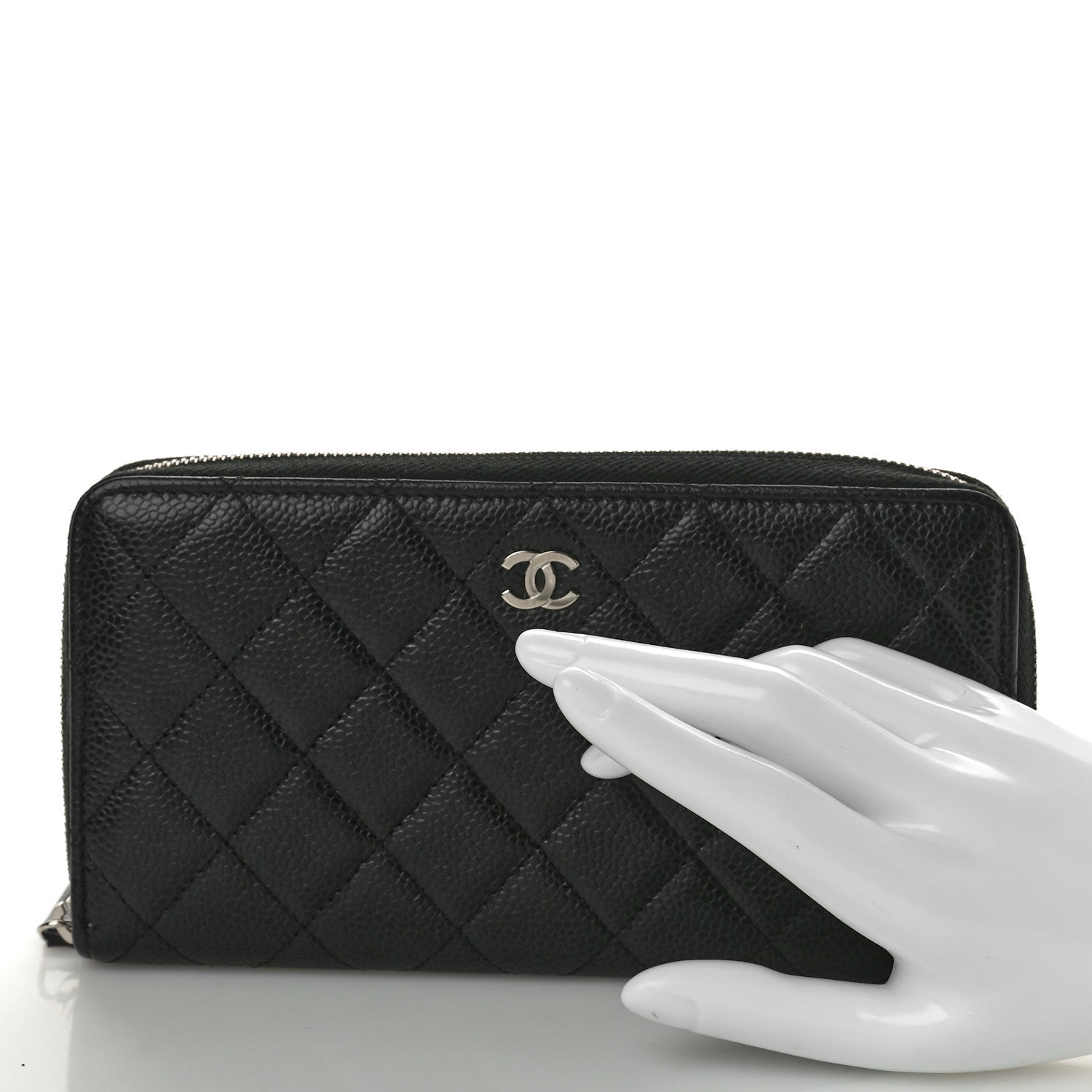 Chanel Caviar Quilted Large Zip Around Wallet Black 2 of 8