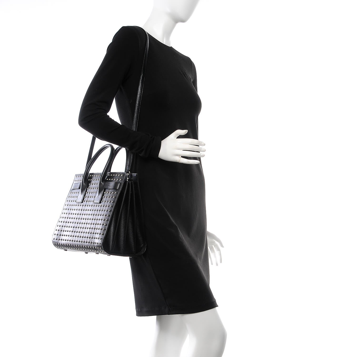 Saint Laurent Grain De Poudre Studded Small Sac De Jour Black 3 of 10