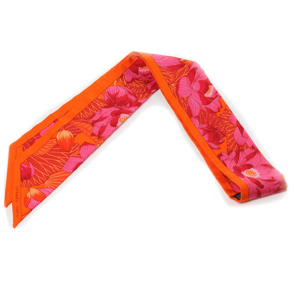 Hermes Silk Fleurs De Lotus Twilly Corail 1 of 6