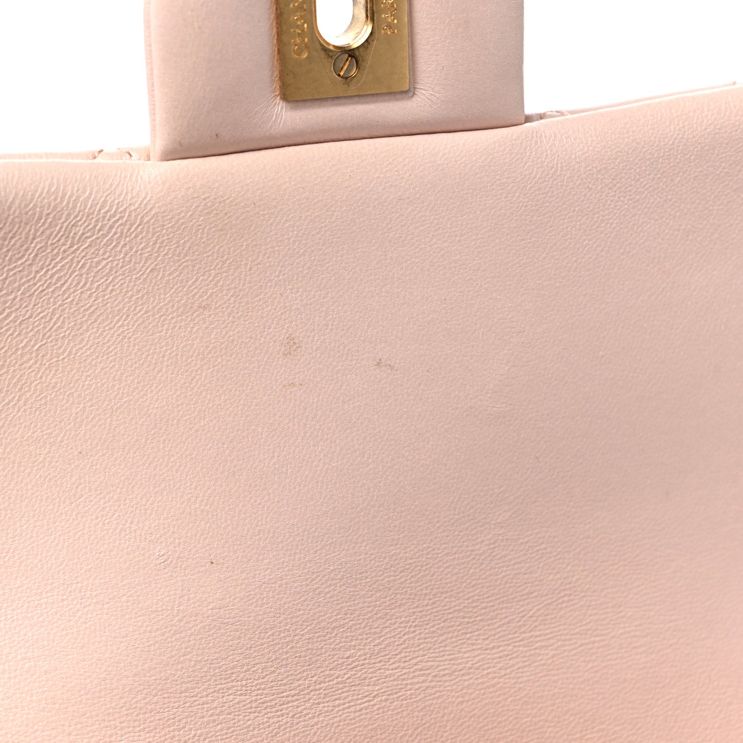 Lambskin Quilted Mini Rectangular Pearl Crush Flap Light Beige