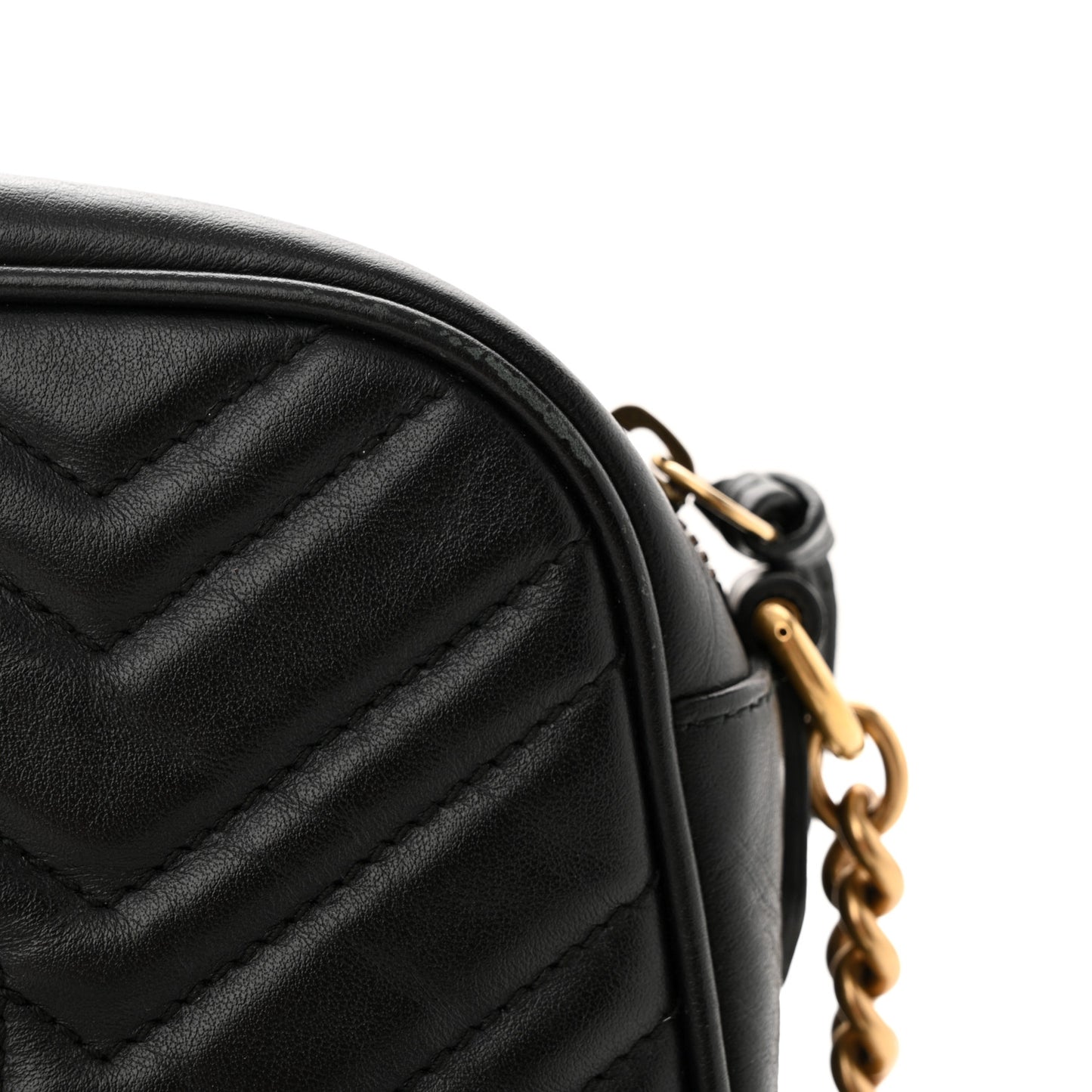 Calfskin Matelasse Small GG Marmont Chain Shoulder Bag Black