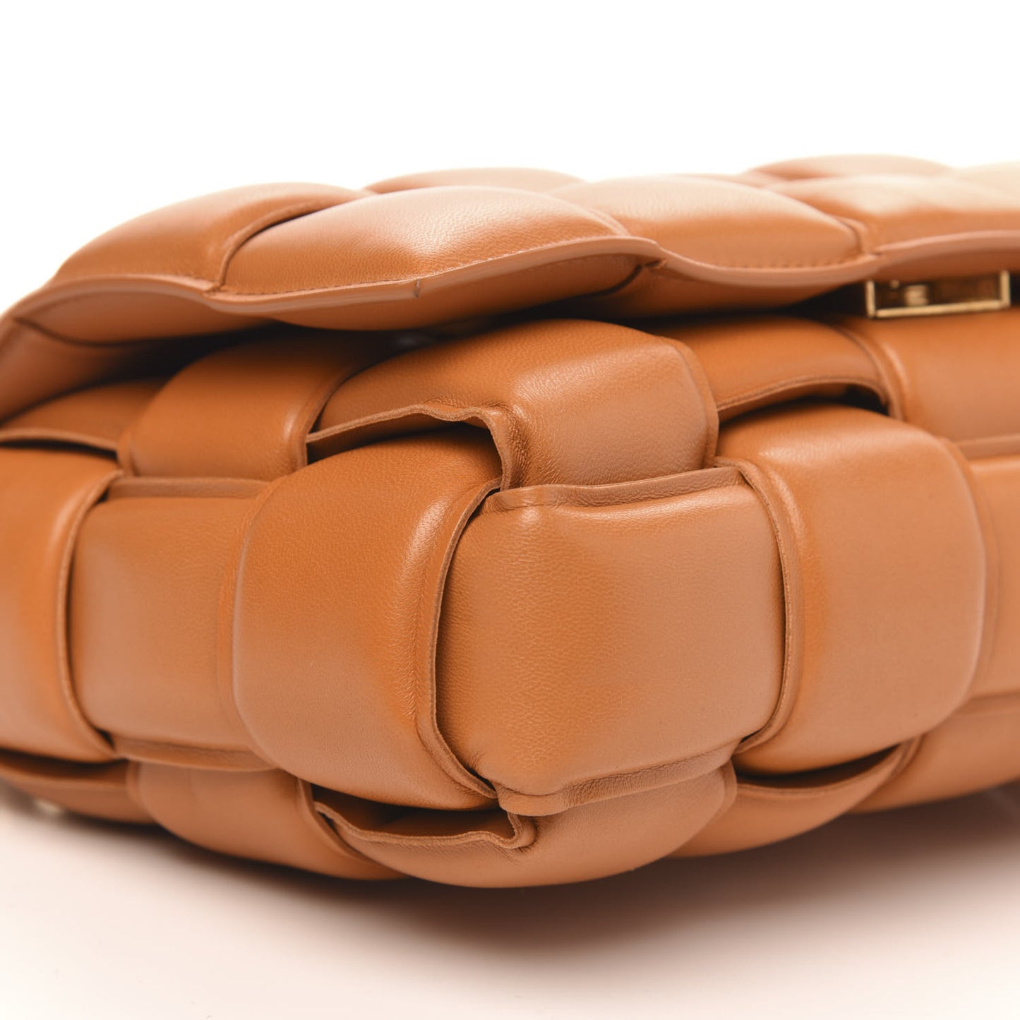 Lambskin Maxi Intreccio Padded Chain Cassette Crossbody Bag Clay