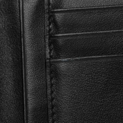 Saint Laurent Shiny Calfskin Crocodile Embossed Monogram Uptown Compact Wallet Black 9 of 13