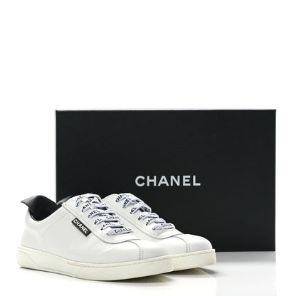 Chanel Calfskin CC Womens Sneakers 37.5 White 9 of 9
