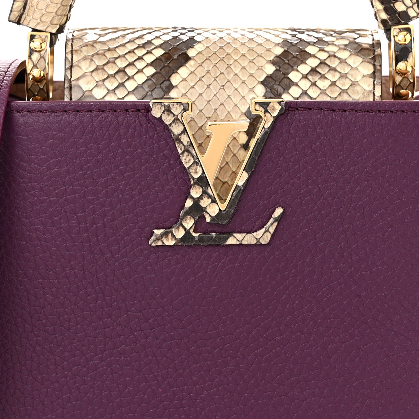 Taurillon Snakeskin Mini Capucines Deep Purple