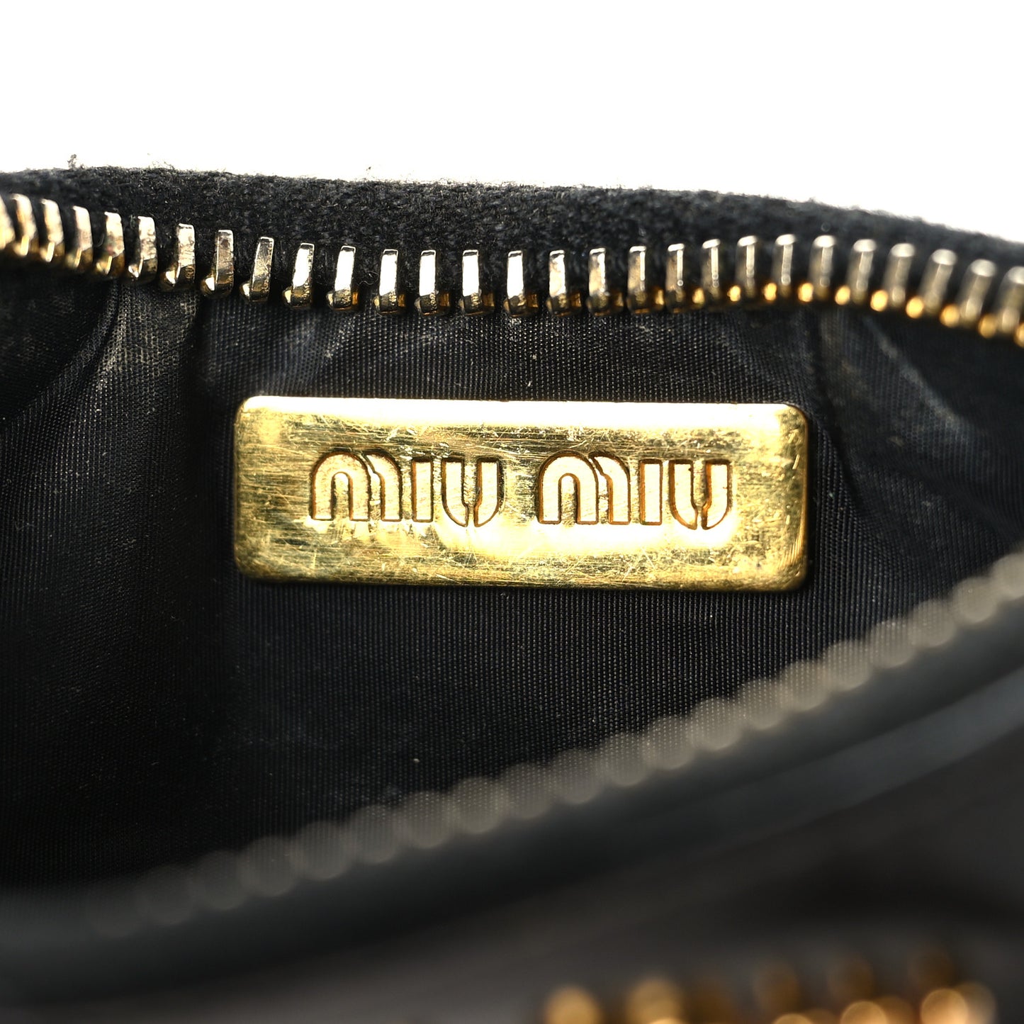 Shiny Calfskin Pouch Key Ring Black