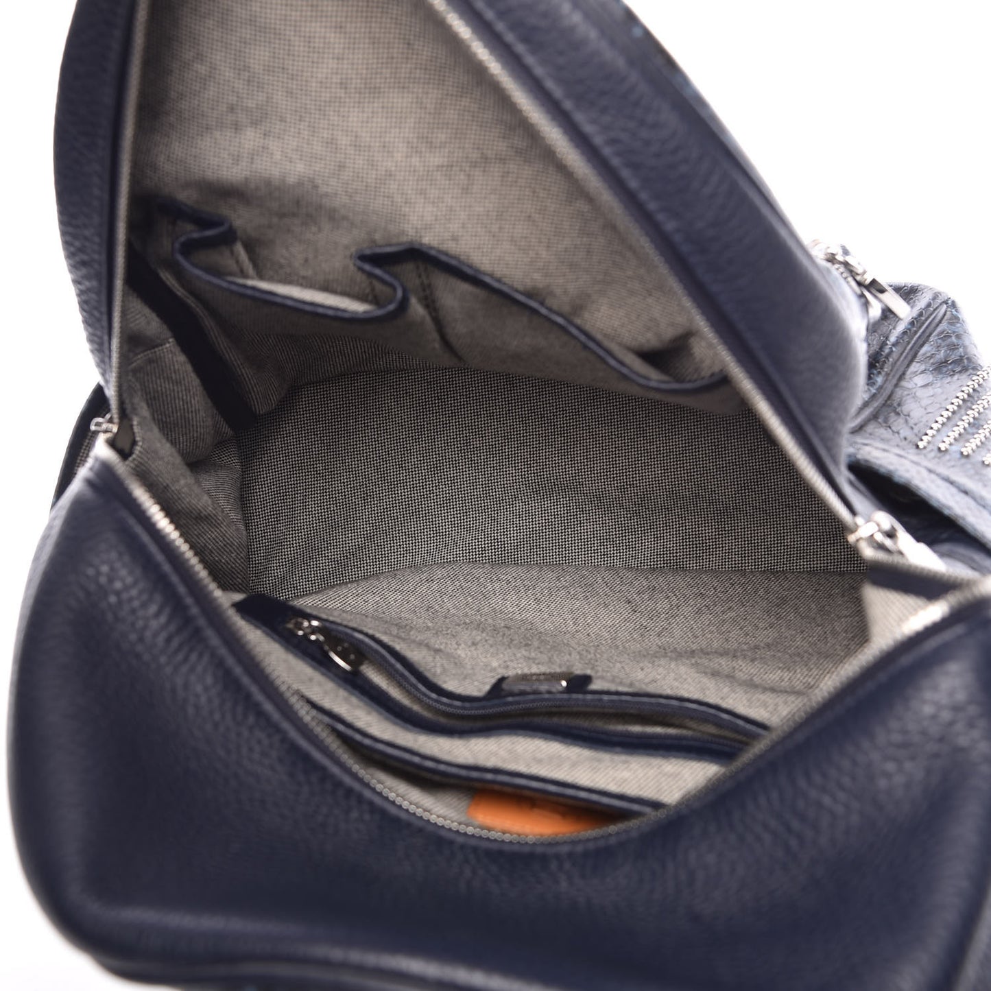 Snakeskin Embossed Visetos Studded Medium Stark Backpack Blue