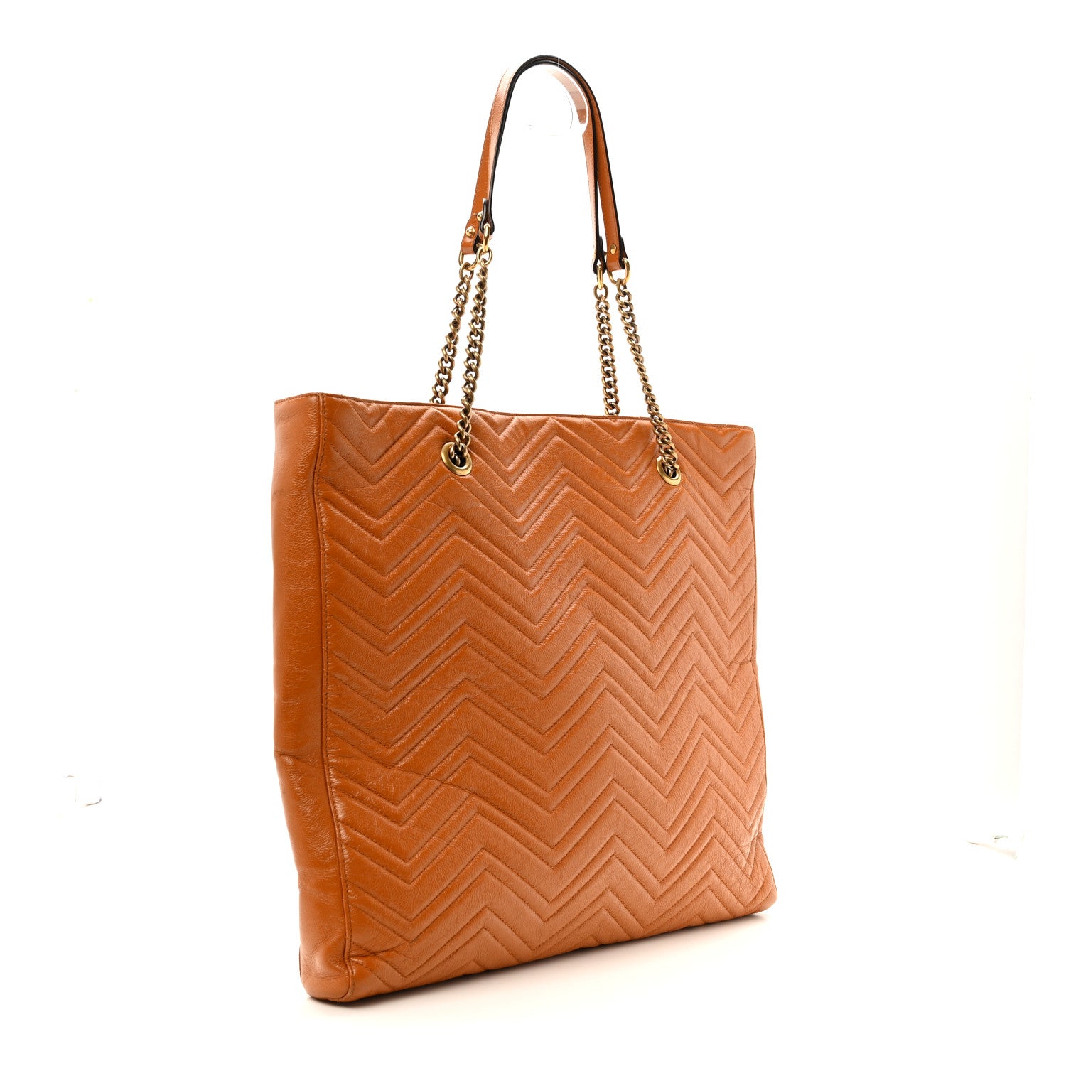 Gucci Azalea Calfskin Matelasse Large GG Marmont Slim Tote Cognac 3 of 13