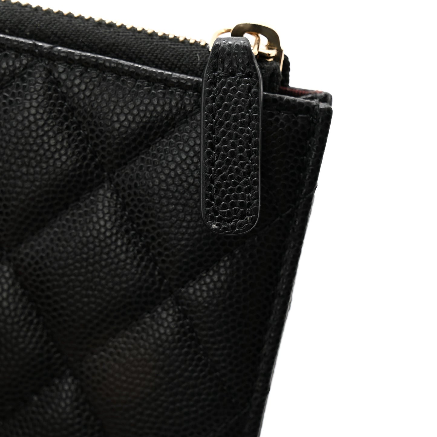 Caviar Quilted Phone Holder Zip Clutch Black
