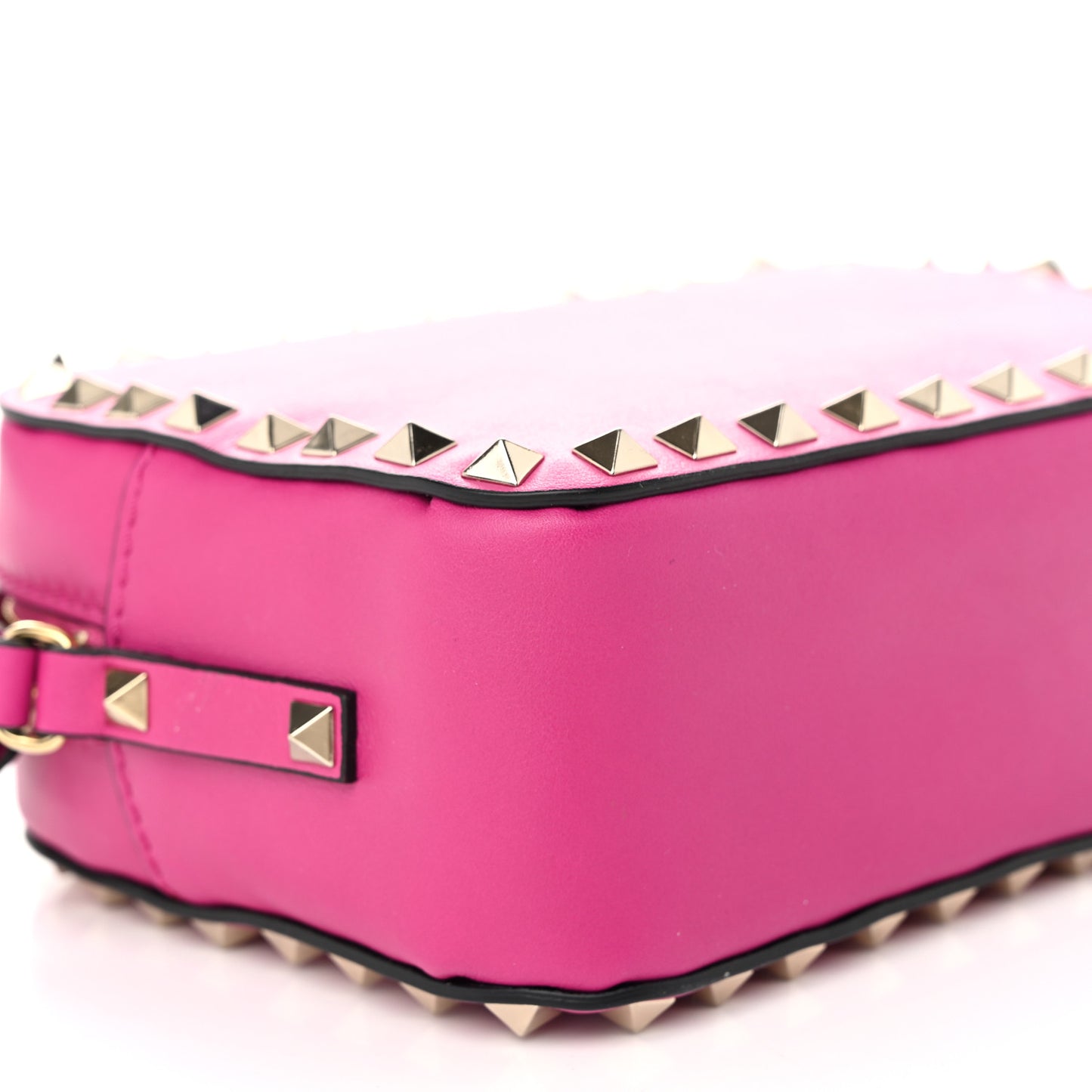 Calfskin Rockstud Camera Crossbody Bag Deep Fuxia