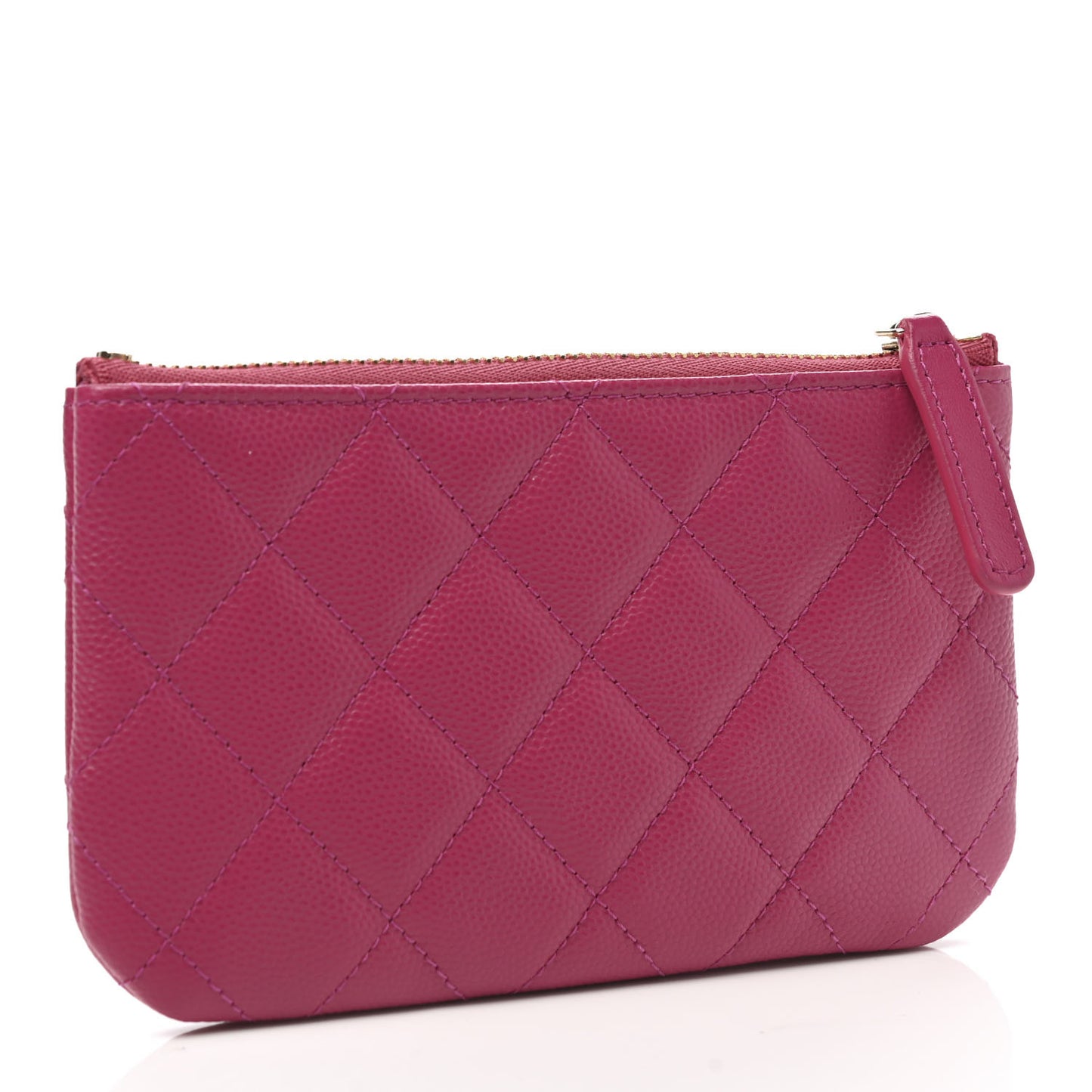 Caviar Quilted Small Cosmetic Case Fuchsia