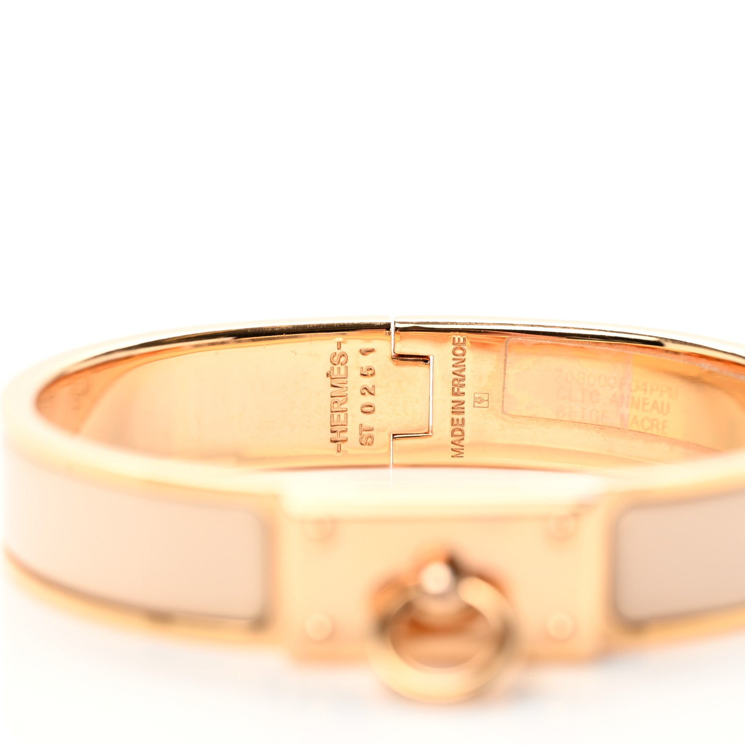 Hermes Enamel Clic Anneau Bracelet PM Beige Nacre 5 of 5
