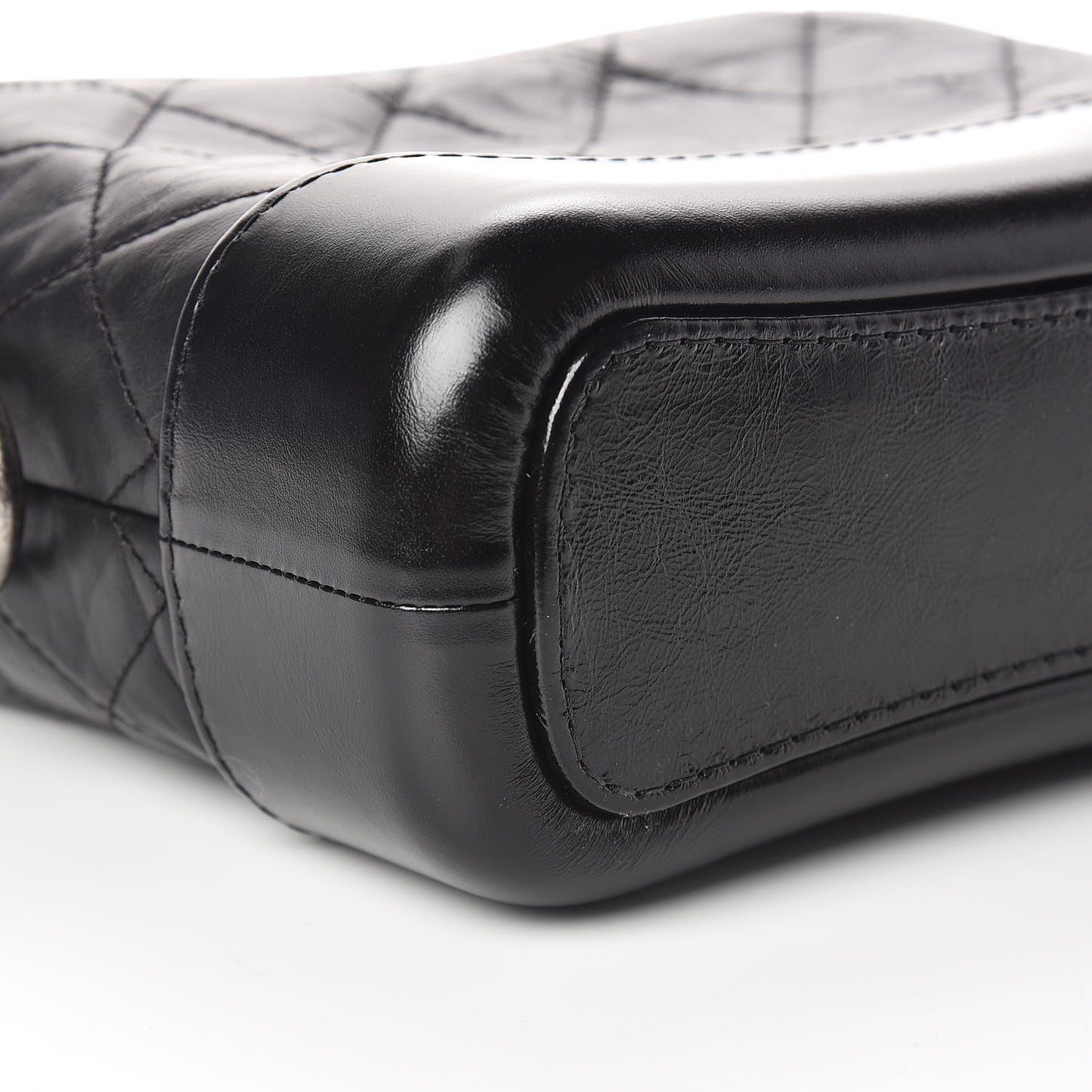 Aged Calfskin Quilted Small Gabrielle Hobo Black