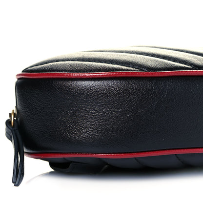 Gucci Azalea Calfskin Matelasse Diagonal Torchon GG Marmont Belt Bag 75 30 Black Romantic Cerise 10 of 11
