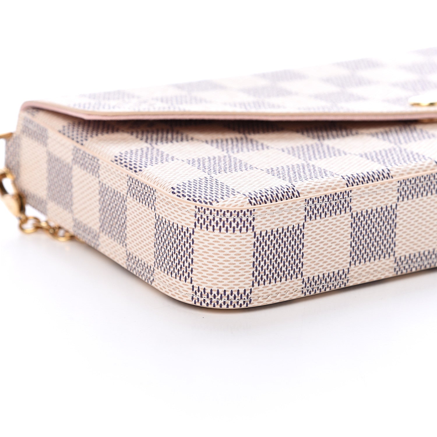 Louis Vuitton Damier Azur Pochette Felicie Chain Wallet Rose Ballerine 10 of 12