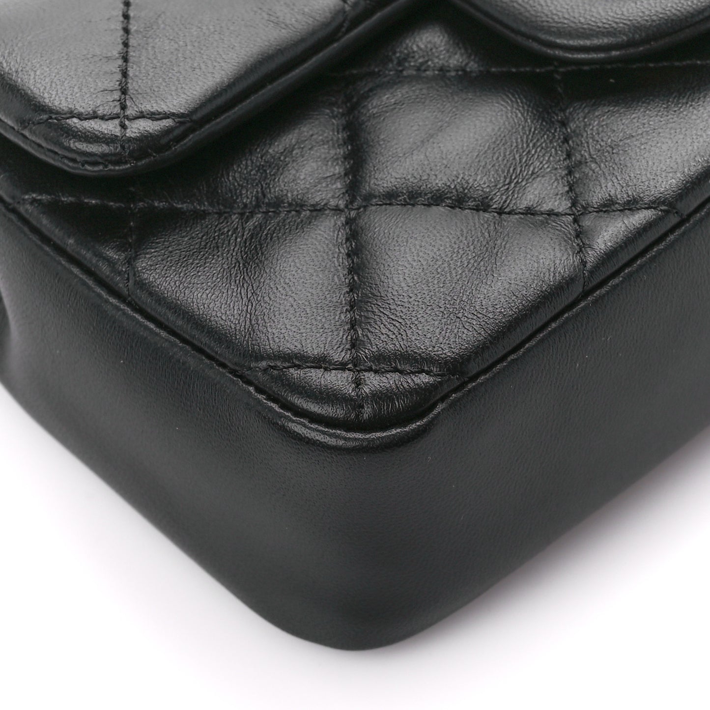 Lambskin Quilted Mini Heart Charms Flap Black