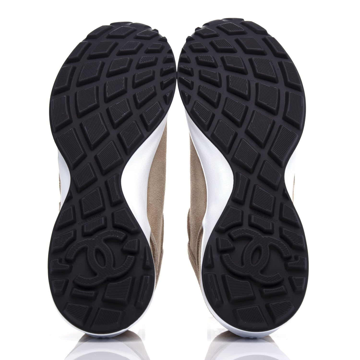 Chanel Suede Goatskin CC Sneakers 38.5 Dark Beige 6 of 10