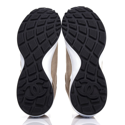 Chanel Suede Goatskin CC Sneakers 38.5 Dark Beige 6 of 10