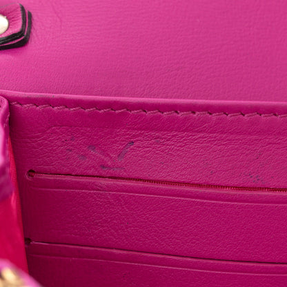 Valentino Garavani Calfskin Rockstud Flap Wallet On Chain Fuxia 13 of 15