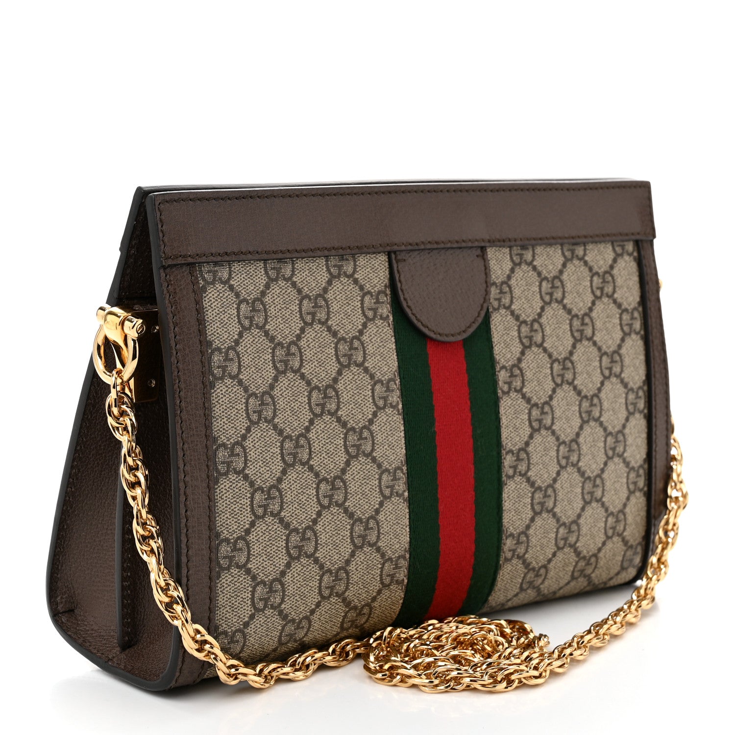 Gucci GG Supreme Monogram Web Medium Ophidia Chain Shoulder Bag Brown 3 of 10