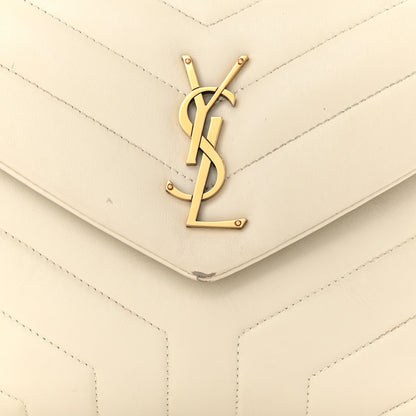 Saint Laurent Calfskin Y Quilted Monogram Small Loulou Chain Satchel Blanc Vintage 8 of 19