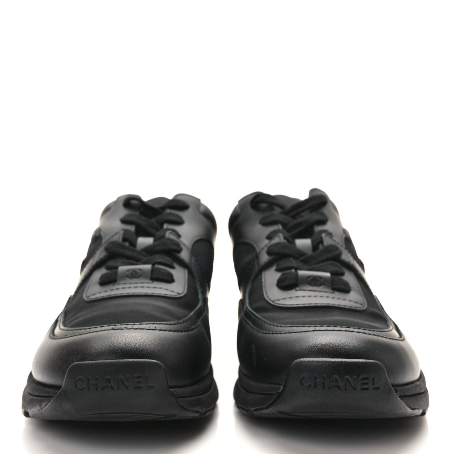 Lambskin Fabric CC Uniform Sneakers 37.5 Black