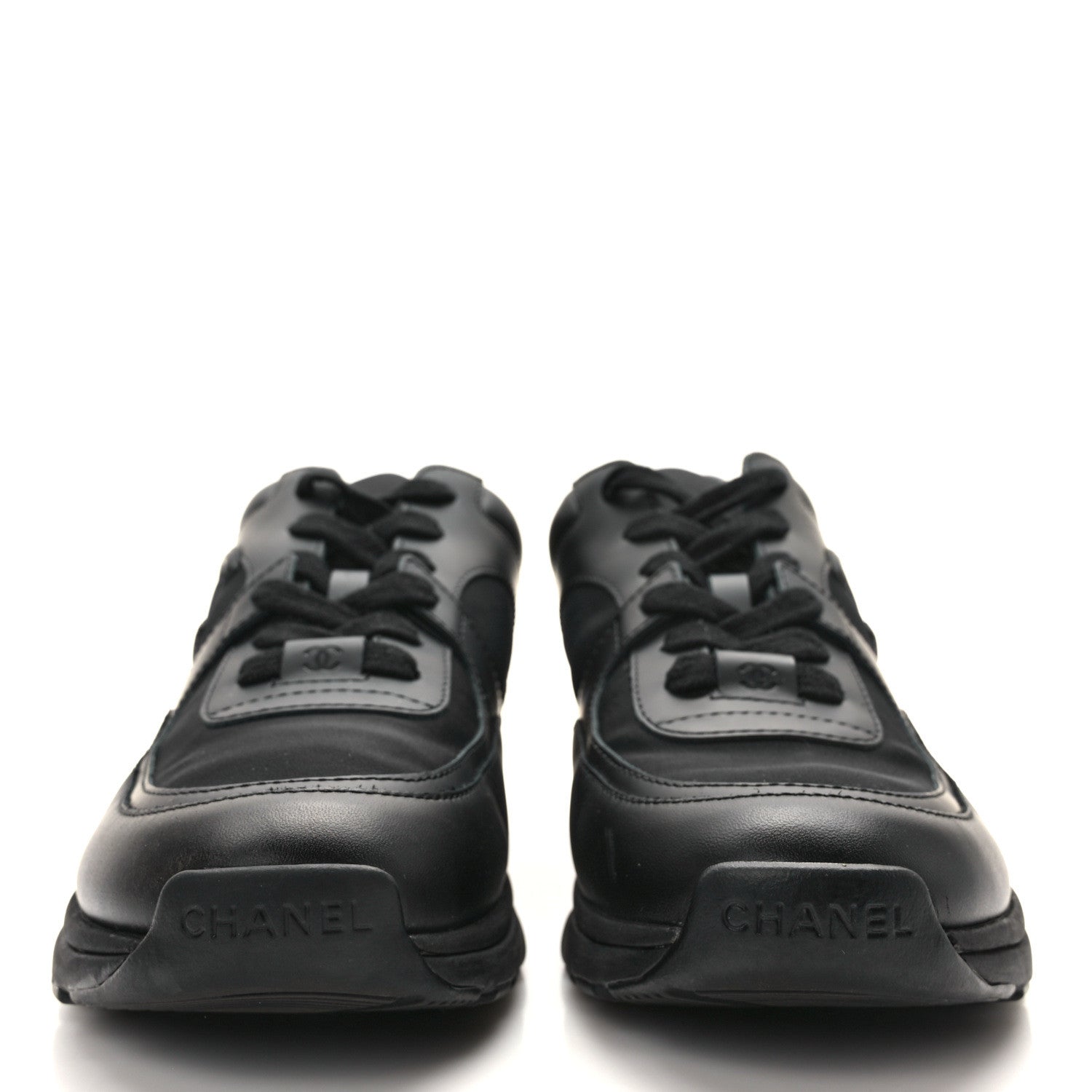Chanel Lambskin Fabric CC Uniform Sneakers 37.5 Black 2 of 8