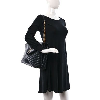 Saint Laurent Calfskin Y Quilted Monogram Large Loulou Chain Satchel Black 2 of 12