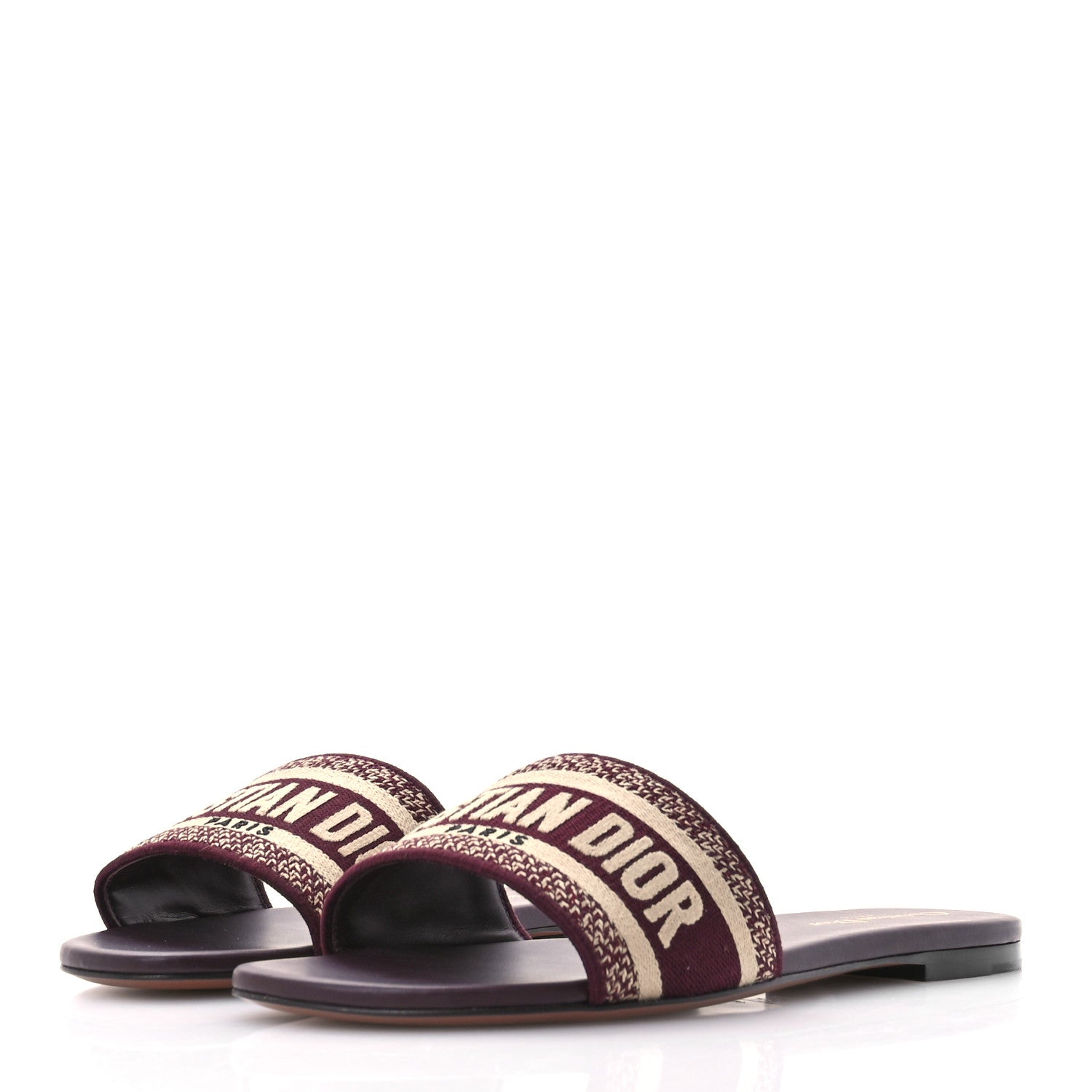Christian Dior Canvas Embroidered Dway Mules Slide Sandals 40.5 Burgundy 4 of 9