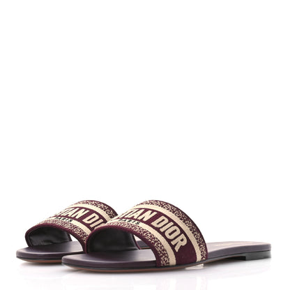 Christian Dior Canvas Embroidered Dway Mules Slide Sandals 40.5 Burgundy 4 of 9