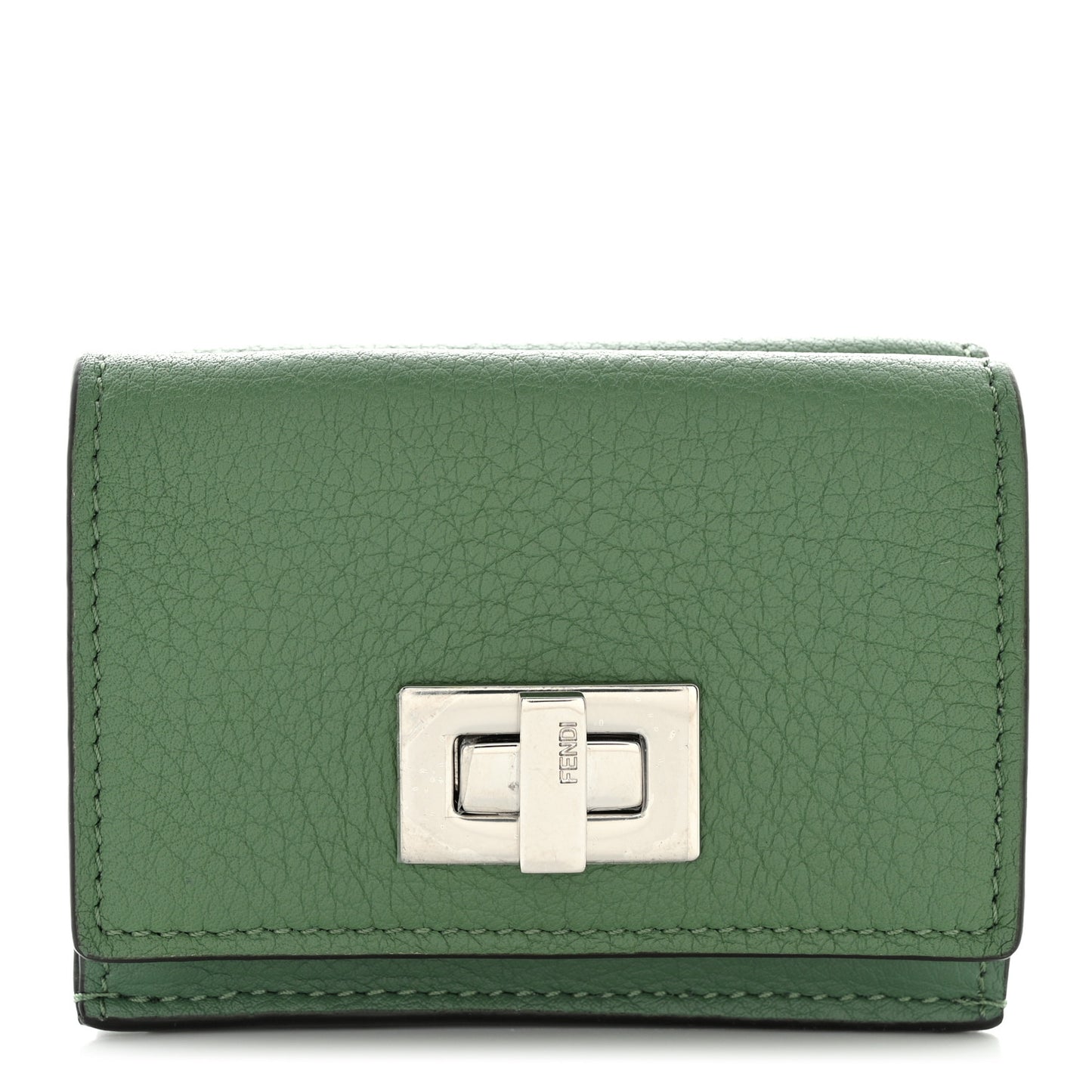Cuoio Romano Vitello Grace Micro Peekaboo Tri-Fold Wallet Green