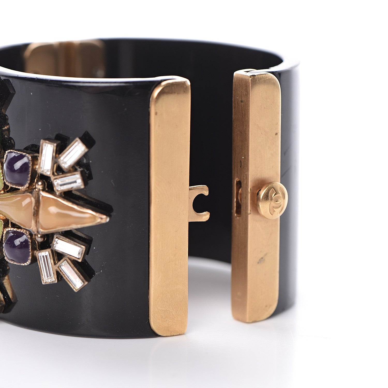 Chanel Resin Enamel CC Cabochon Cuff Black Multicolor 4 of 7