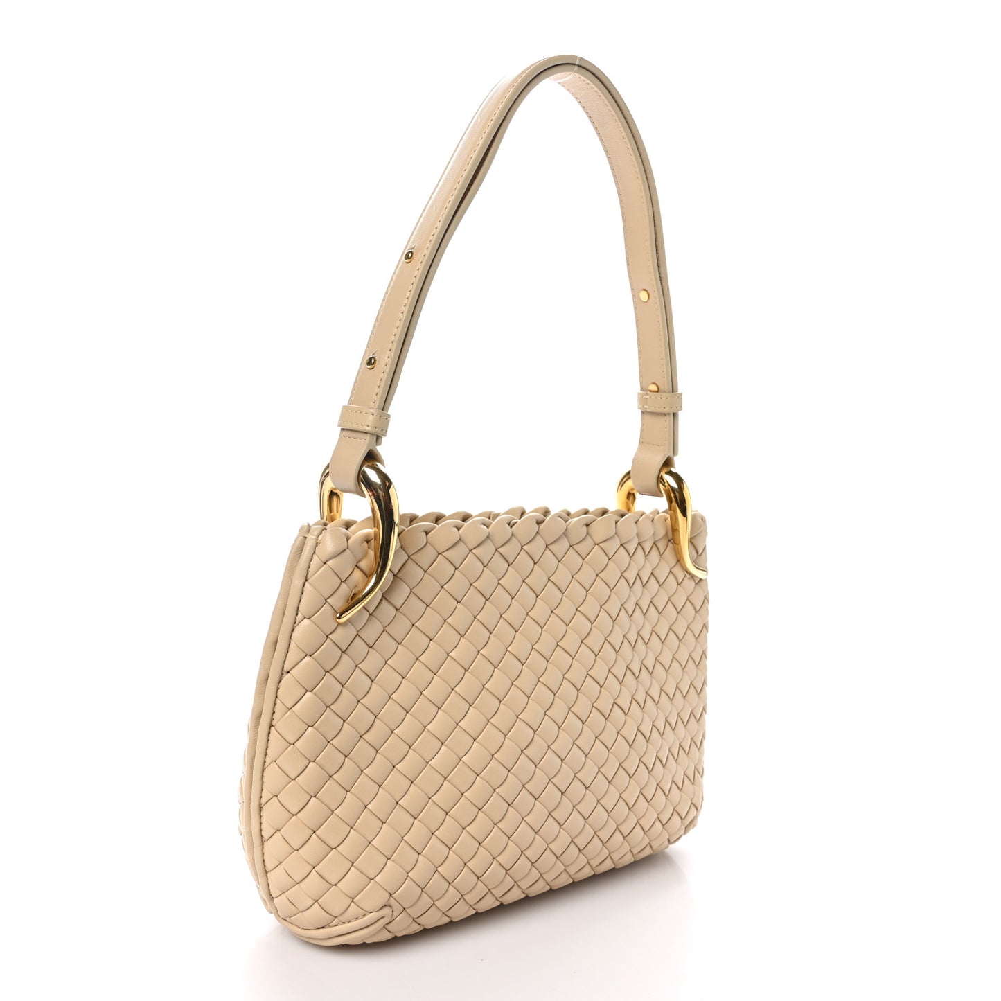 Nappa Intrecciato Small Clicker Shoulder Bag Porridge
