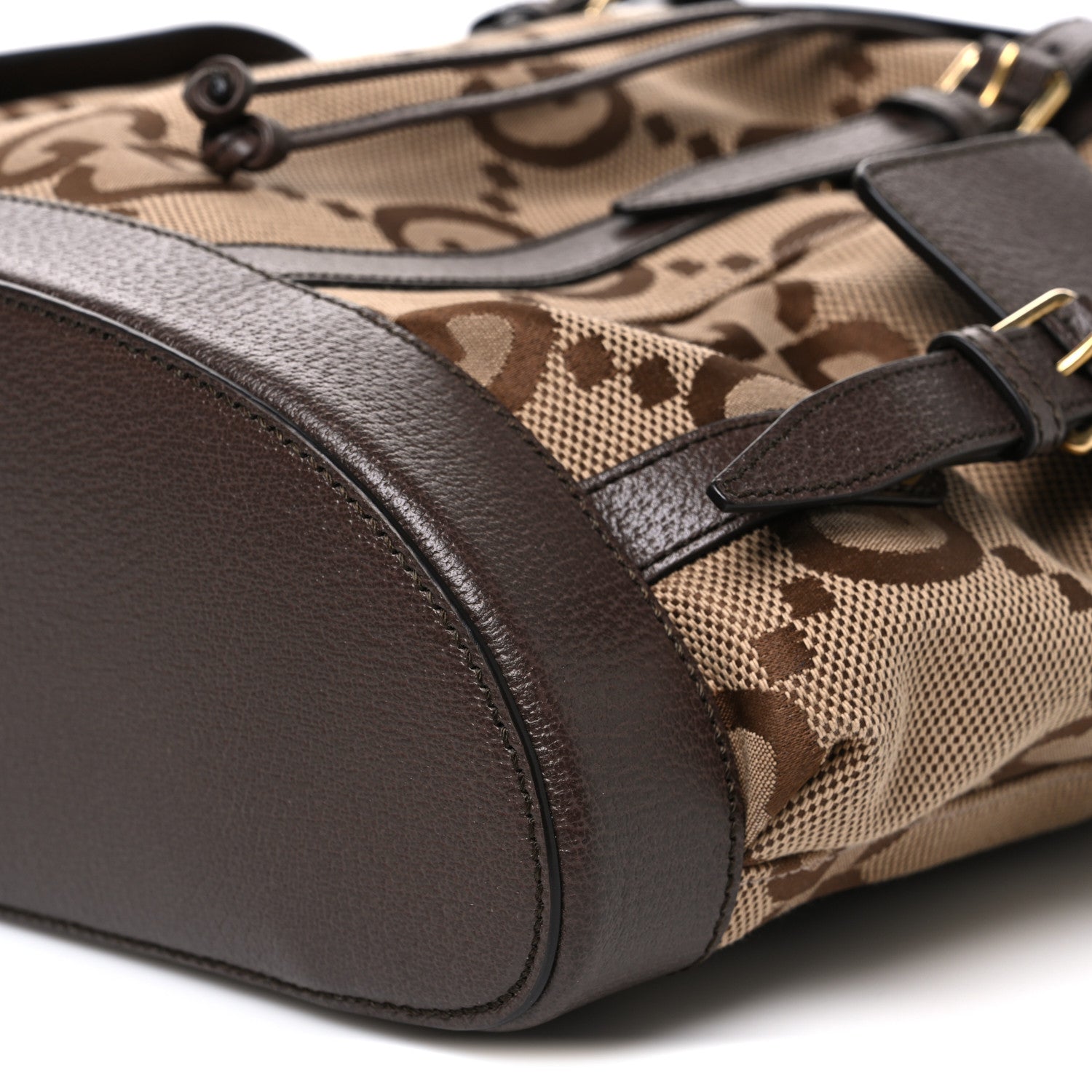 Gucci Monogram Jumbo GG Textured Dollar Calfskin Web Double Buckle