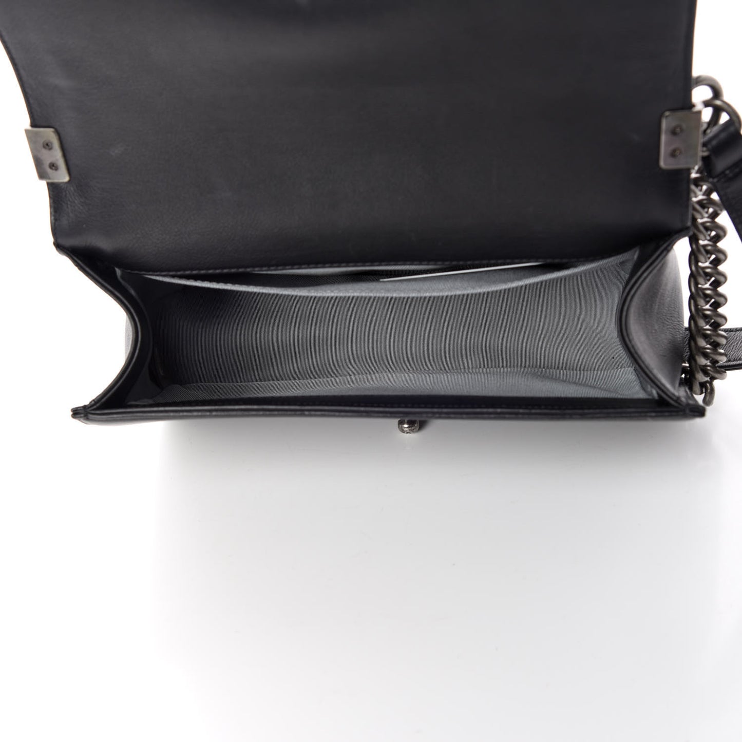 Calfskin Double Stitch Medium Boy Flap Black