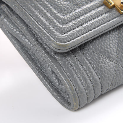 Chanel Caviar Quilted Boy Flap Card Holder Wallet Grey 9 of 12