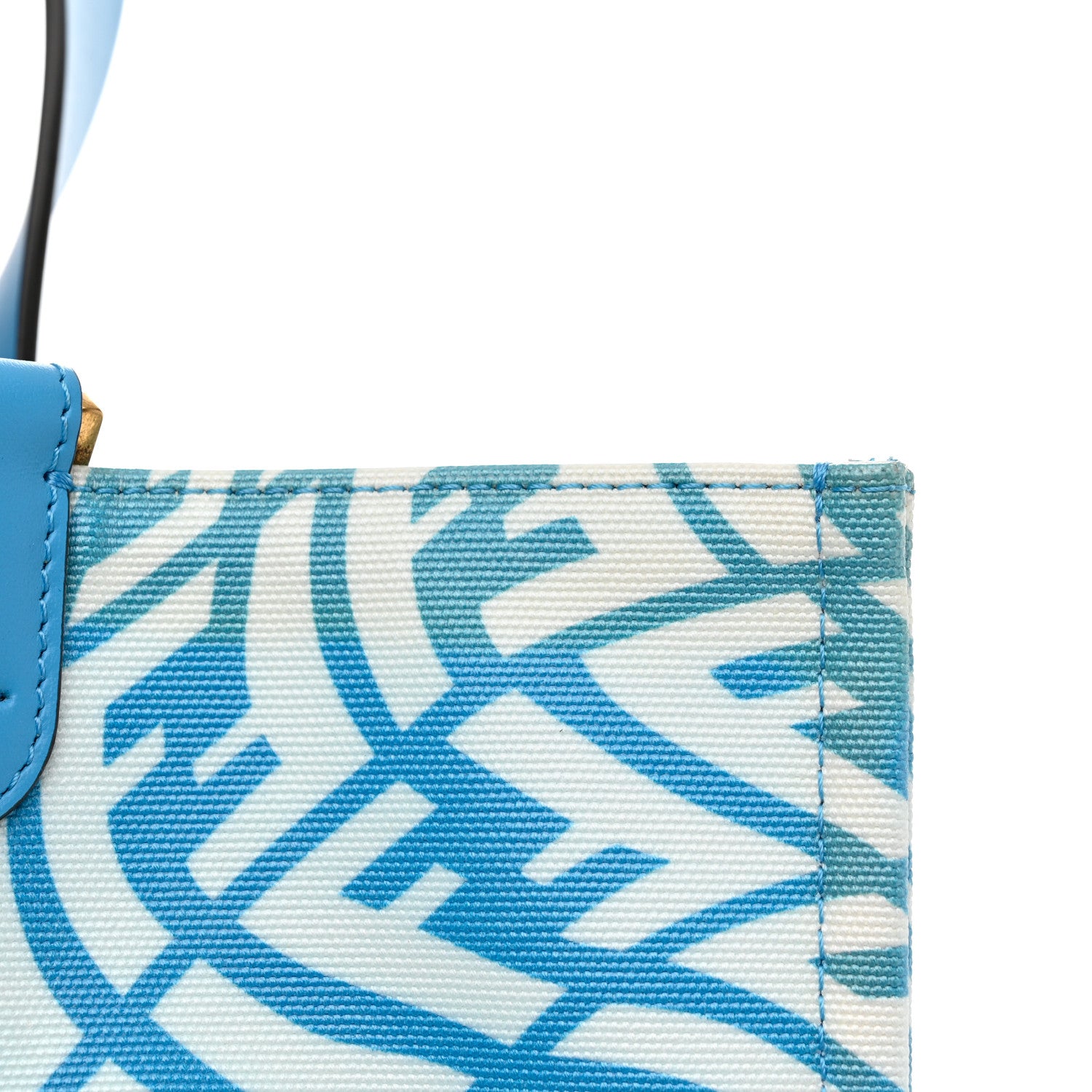 Fendi X SARAH COLEMAN Glazed Canvas Vitello King FF Vertigo Shopping Tote Bag Cyber Blue White 12 of 15