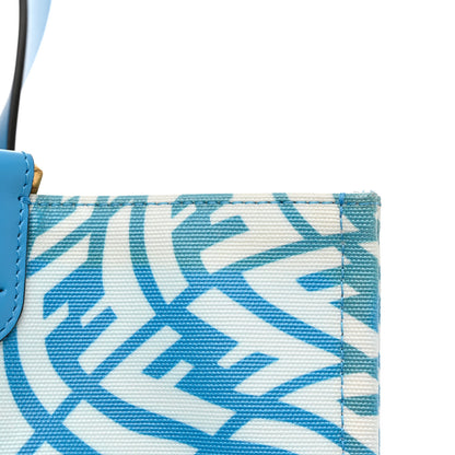 Fendi X SARAH COLEMAN Glazed Canvas Vitello King FF Vertigo Shopping Tote Bag Cyber Blue White 12 of 15