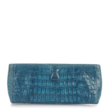 Nancy Gonzalez Glossy Crocodile Frame Clutch Blue 1 of 8