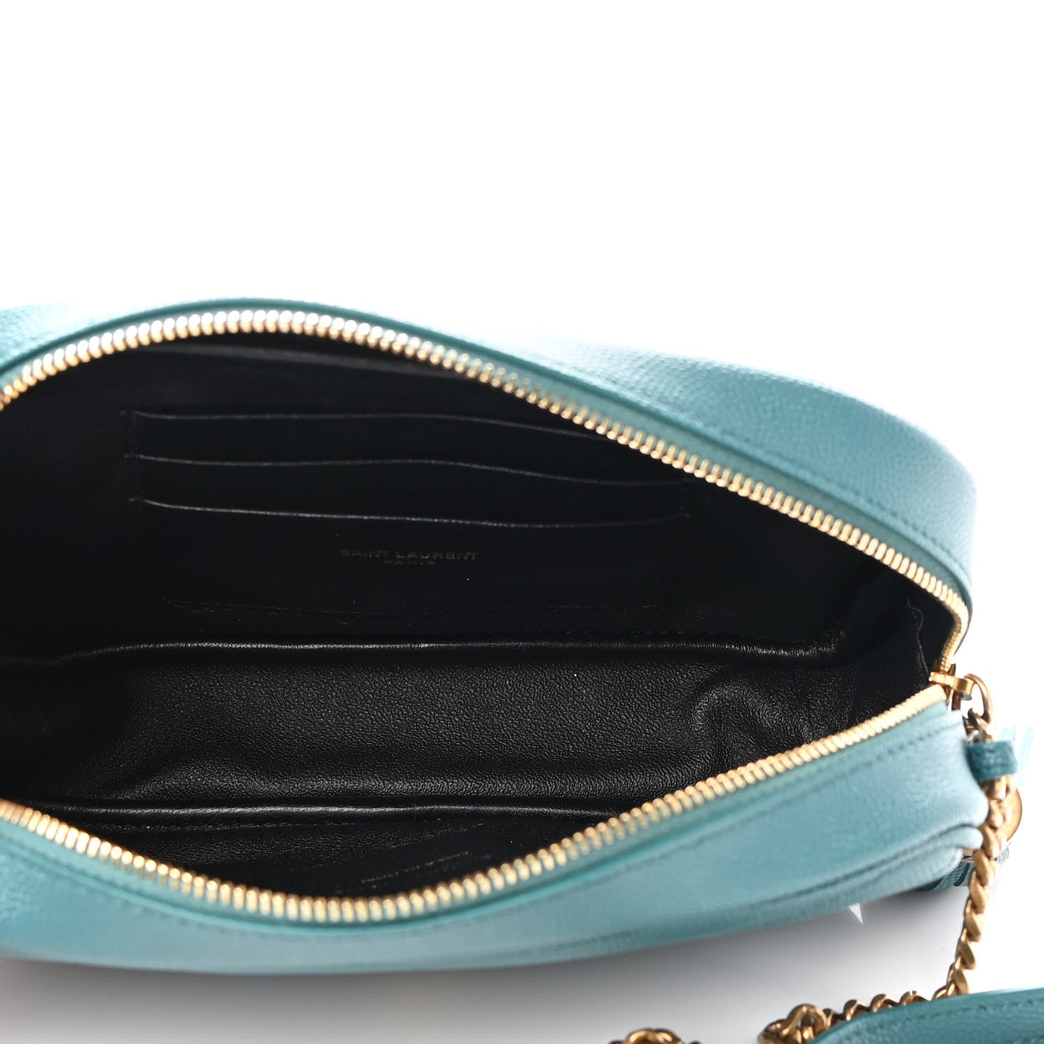 Saint Laurent Grain De Poudre Matelasse Monogram Mini Lou Camera Bag Blue Vert 5 of 9