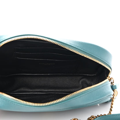Saint Laurent Grain De Poudre Matelasse Monogram Mini Lou Camera Bag Blue Vert 5 of 9