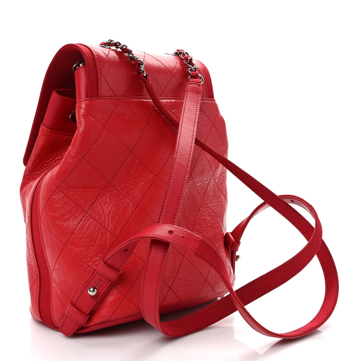 Chanel Crumpled Grained Calfskin Quilted Backpack Red 3 of 9