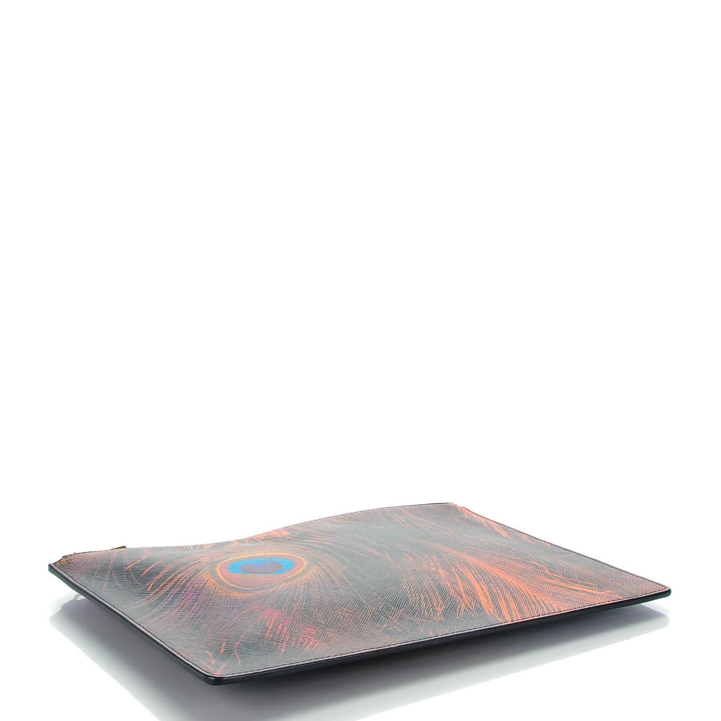 Coated Canvas Peacock Print Medium Zip Pouch