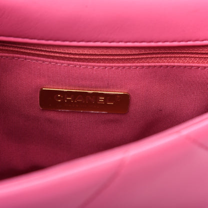 Chanel Shiny Lambskin Quilted Medium Chanel 19 Flap Neon Pink 6 of 10