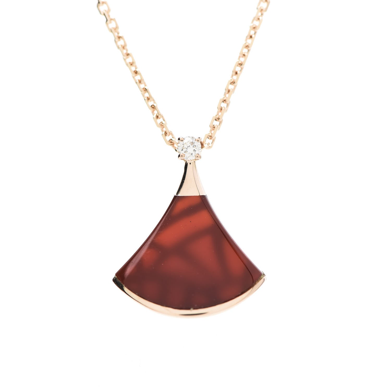 Bulgari 18K Rose Gold Diamond Carnelian Divas' Dream Pendant Necklace 4 of 6