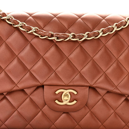 Chanel Metallic Lambskin Quilted Jumbo Double Flap Copper 8 of 13